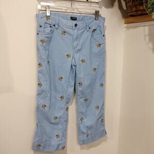 J. Crew Factory ‘Favorite Fit’ Embroidered Yorkie Corduroy Capris in Blue Size 2